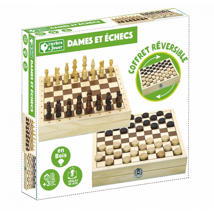 Coffret Multijeux de société 12 en 1 - échecs pièces en bois